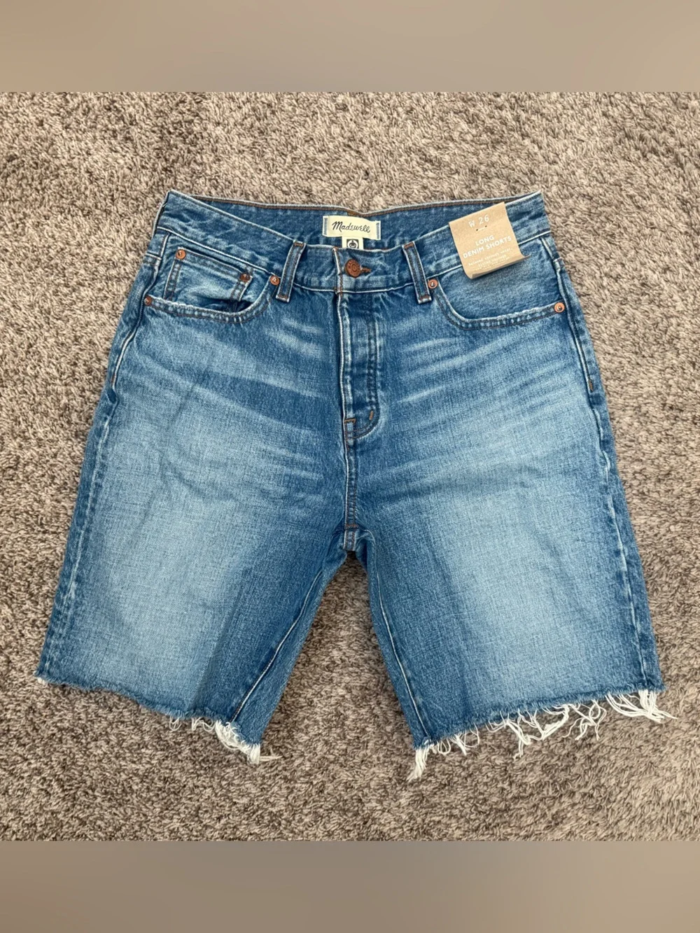 NWT Madewell Long Denim Shorts in Pedersen Wash